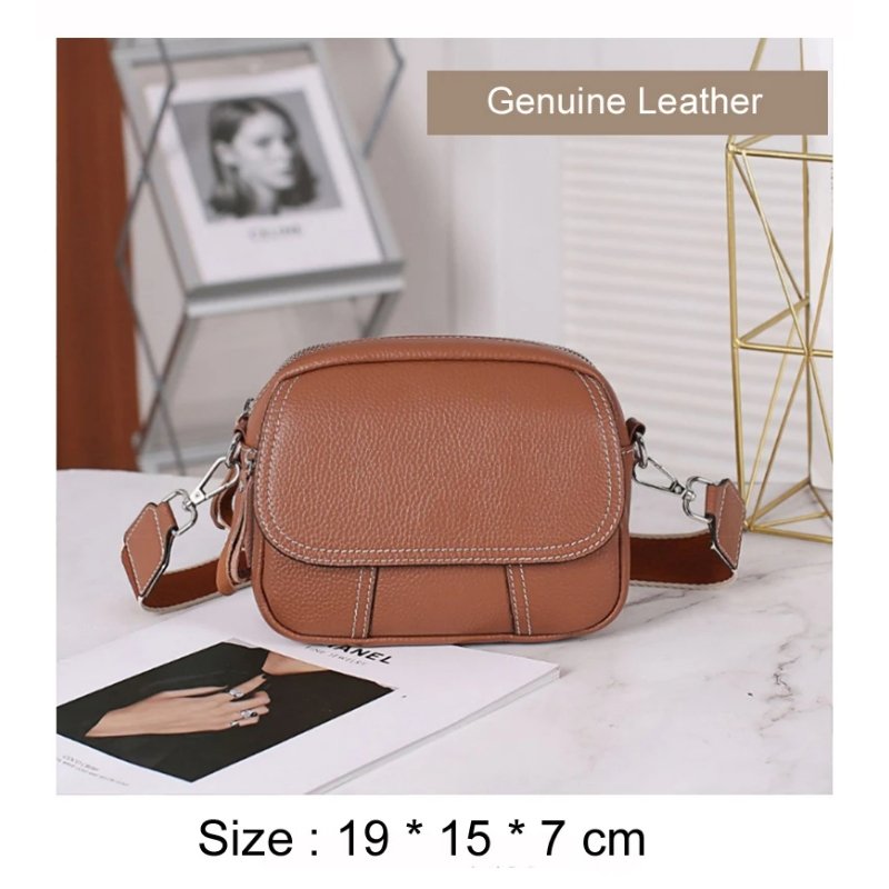 กระเป๋าสะพายข้างหนังวัวแท้ ดีไซน์ Flap เรียบหรู พร้อม 2 สายสะพาย versatile! - Image 11