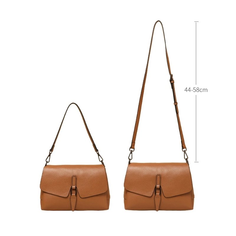 กระเป๋าสะพายข้างหนังวัวแท้ ดีไซน์ Flap ทันสมัย พร้อม 3 ช่องจุของได้เยอะ! - Image 10