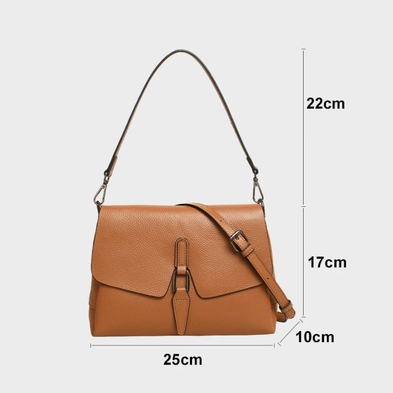 กระเป๋าสะพายข้างหนังวัวแท้ ดีไซน์ Flap ทันสมัย พร้อม 3 ช่องจุของได้เยอะ! - Image 9