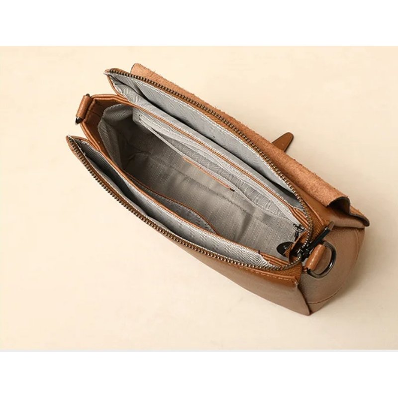 กระเป๋าสะพายข้างหนังวัวแท้ ดีไซน์ Flap ทันสมัย พร้อม 3 ช่องจุของได้เยอะ! - Image 5