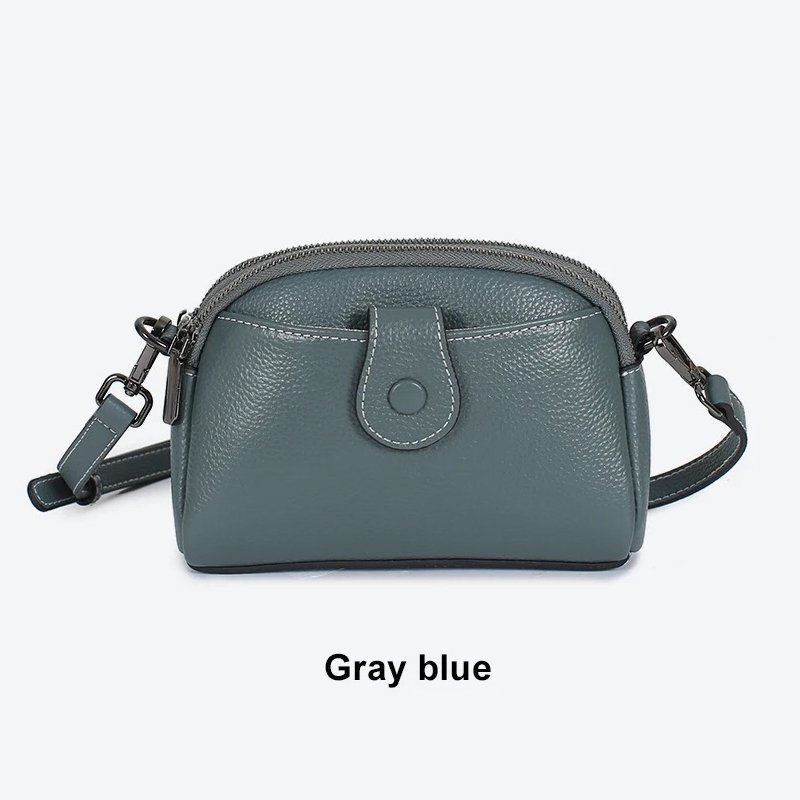 กระเป๋าสะพายข้างหนังวัวแท้ ดีไซน์ Clutches น่ารัก พร้อม 2 ช่องซิป! - Image 5