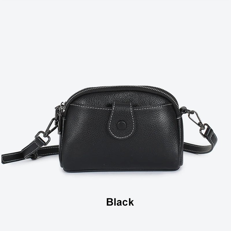 กระเป๋าสะพายข้างหนังวัวแท้ ดีไซน์ Clutches น่ารัก พร้อม 2 ช่องซิป! - Image 2