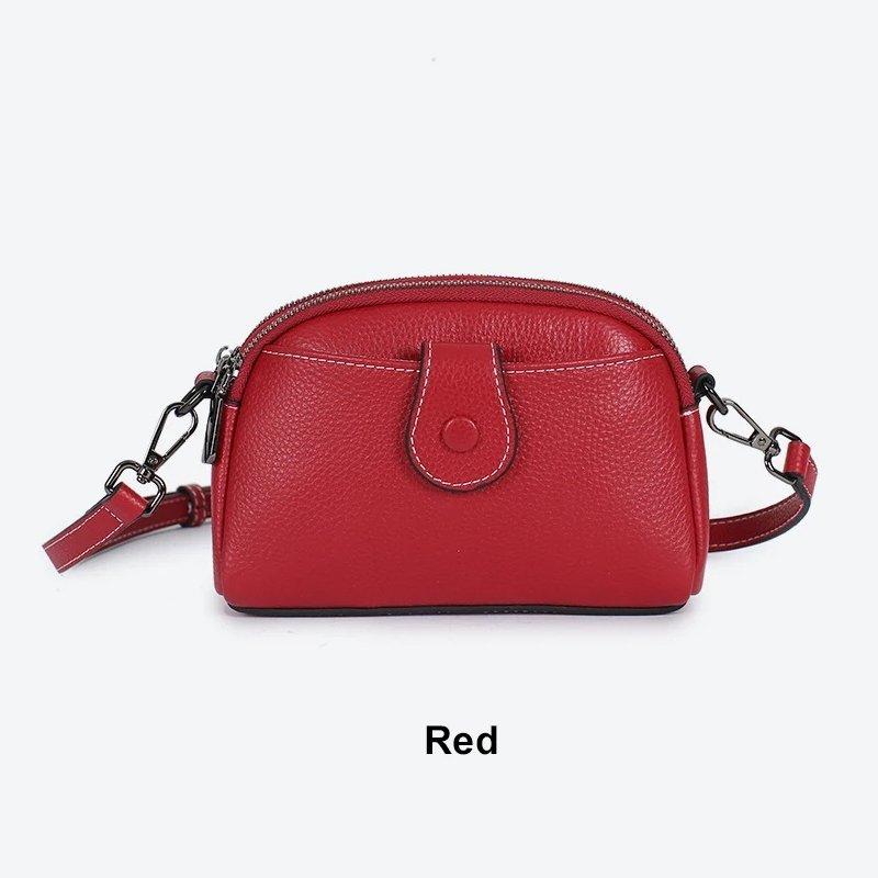 กระเป๋าสะพายข้างหนังวัวแท้ ดีไซน์ Clutches น่ารัก พร้อม 2 ช่องซิป! - Image 7