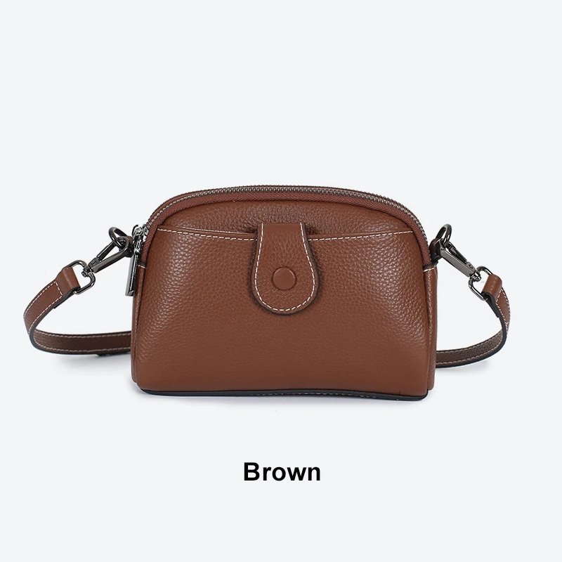 กระเป๋าสะพายข้างหนังวัวแท้ ดีไซน์ Clutches น่ารัก พร้อม 2 ช่องซิป! - Image 4