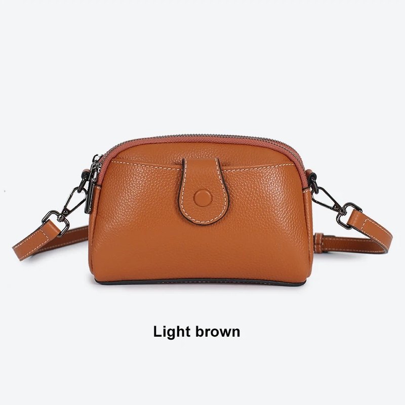 กระเป๋าสะพายข้างหนังวัวแท้ ดีไซน์ Clutches น่ารัก พร้อม 2 ช่องซิป! - Image 3