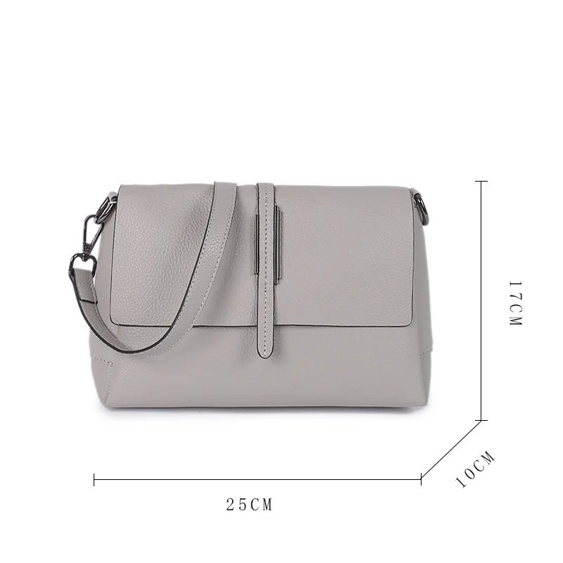 กระเป๋าสะพายข้างหนังวัวแท้ ดีไซน์ Flap ทันสมัย พร้อม 3 ช่องจุของ! - Image 8