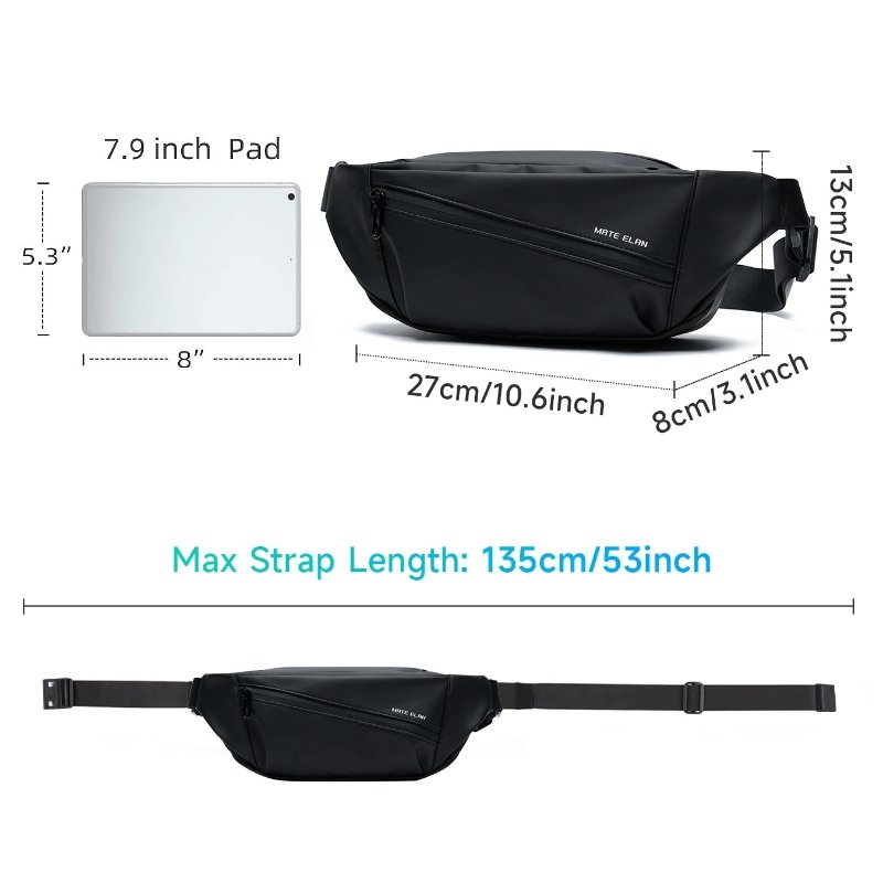 กระเป๋าคาดเอว/คาดอกกันน้ำ ดีไซน์แฟชั่น พร้อมหัวเข็มขัดแม่เหล็ก จุ iPad 7.9 นิ้วได้! - Image 3