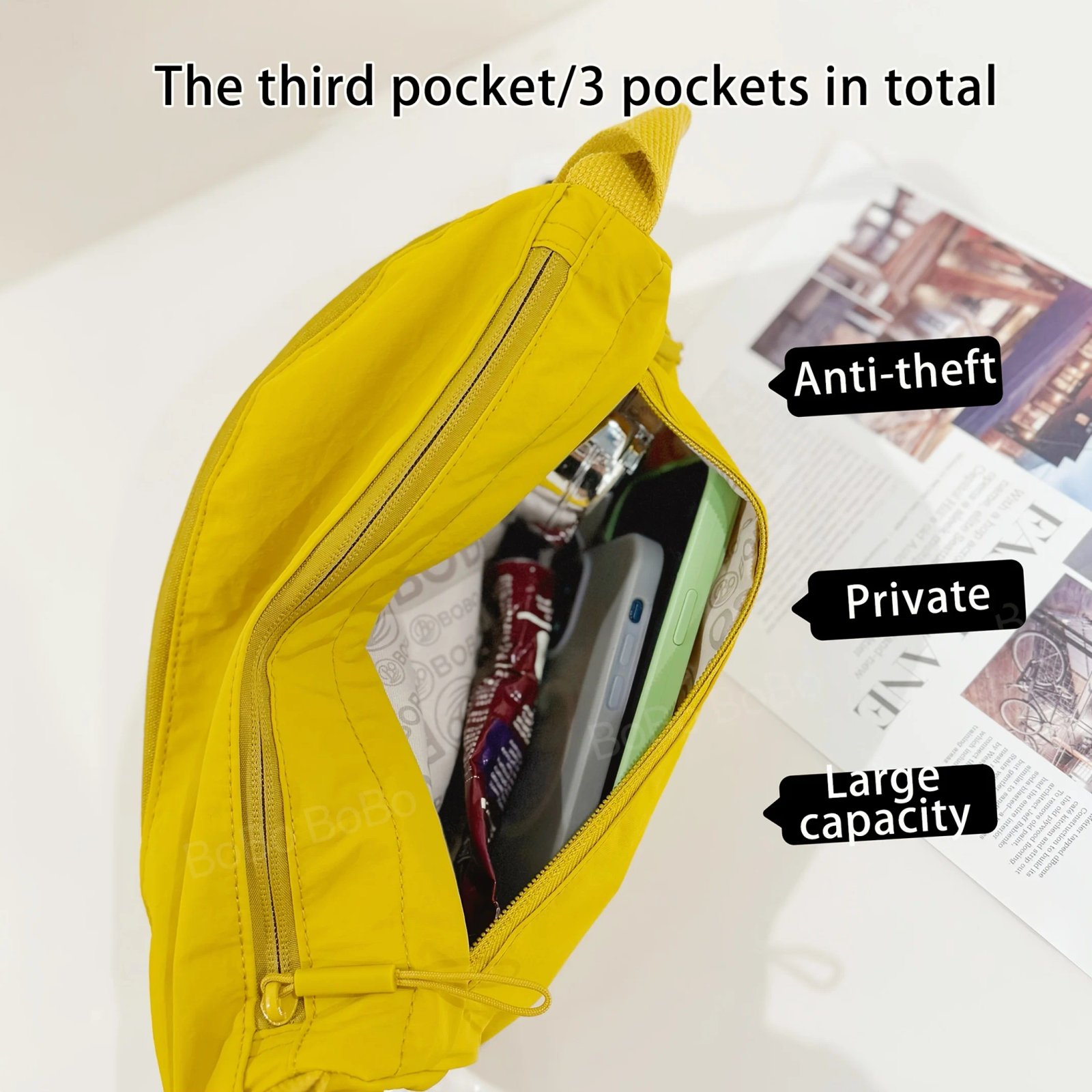 กระเป๋าสะพายข้างไนลอน Ultralight ดีไซน์ Hobo ทนทาน กันน้ำ จุของได้เยอะ! - Image 4