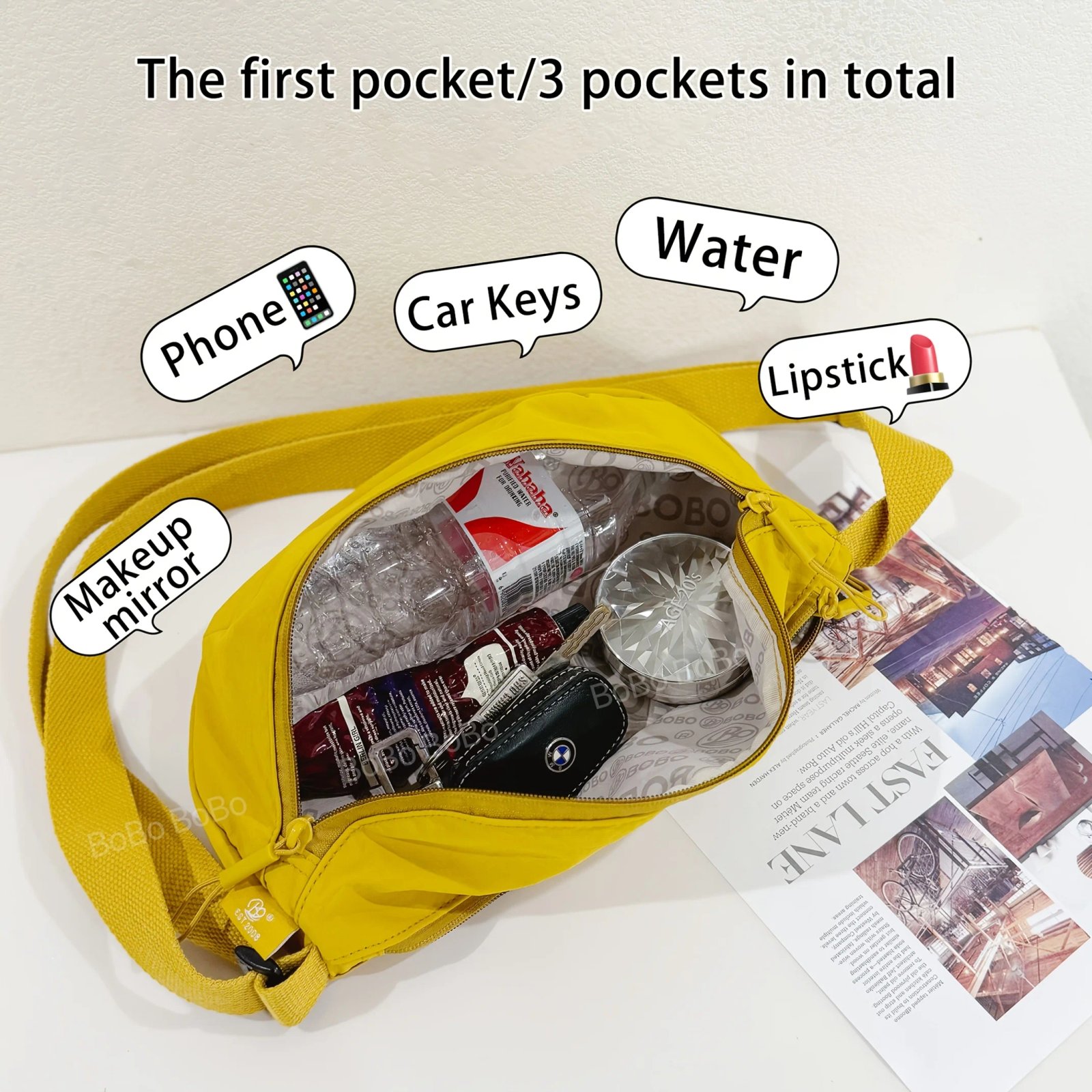 กระเป๋าสะพายข้างไนลอน Ultralight ดีไซน์ Hobo ทนทาน กันน้ำ จุของได้เยอะ! - Image 2