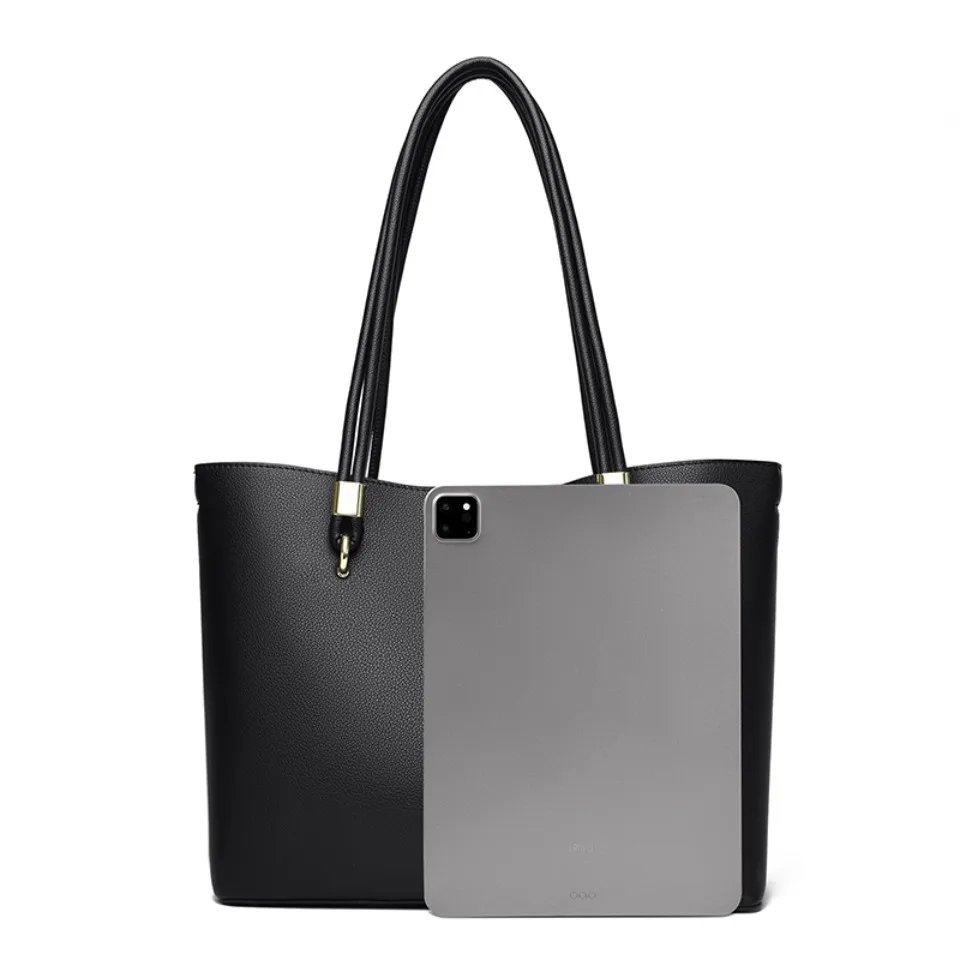 กระเป๋าโท้ทหนัง PU นุ่ม ดีไซน์ 3 ชั้น ความจุใหญ่ สไตล์ลำลอง เหมาะสำหรับทุกวันทำงานและเดินทาง! - Image 9