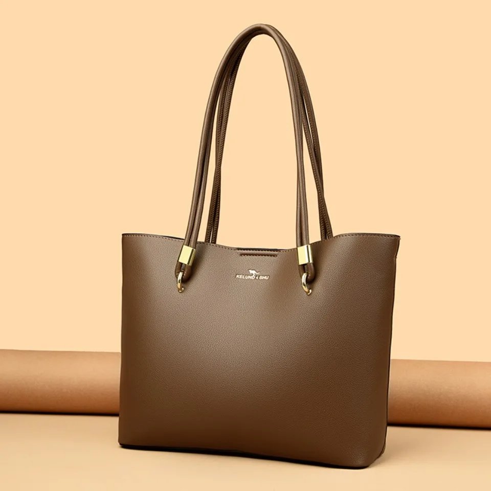 กระเป๋าโท้ทหนัง PU นุ่ม ดีไซน์ 3 ชั้น ความจุใหญ่ สไตล์ลำลอง เหมาะสำหรับทุกวันทำงานและเดินทาง! - Image 14