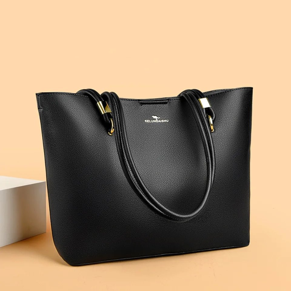 กระเป๋าโท้ทหนัง PU นุ่ม ดีไซน์ 3 ชั้น ความจุใหญ่ สไตล์ลำลอง เหมาะสำหรับทุกวันทำงานและเดินทาง! - Image 16