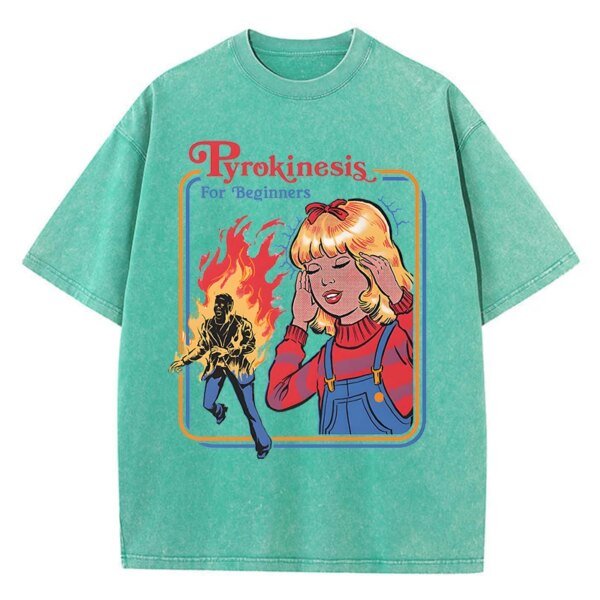 เสื้อยืดผ้าฝ้ายลาย "Pyrokinesis for Beginners" สไตล์วินเทจ ใส่สบาย ระบายอากาศดีเยี่ยม พร้อมเติมเต็มลุคให้โดดเด่นไม่ซ้ำใคร