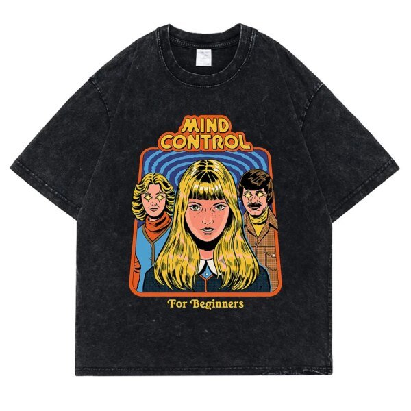 เสื้อยืดผ้าฝ้ายลาย "Mind Control for Beginners" สไตล์วินเทจ ใส่สบาย ระบายอากาศดีเยี่ยม พร้อมสร้างลุคที่โดดเด่นไม่ซ้ำใคร