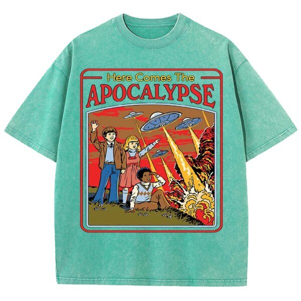 เสื้อยืดผ้าฝ้ายลาย "Apocalypse" สไตล์เรโทรสุดเท่ ใส่สบาย ระบายอากาศดีเยี่ยม พร้อมสร้างลุคที่โดดเด่นไม่ซ้ำใครในทุกวัน