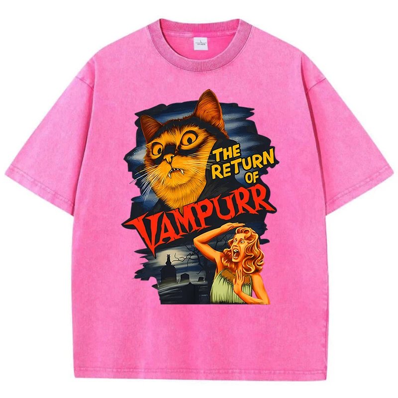 เสื้อยืดผ้าฝ้ายลาย "The Return of Vampurr" สุดเท่ สไตล์วินเทจโอเวอร์ไซส์ ใส่สบาย ระบายอากาศดีเยี่ยม พร้อมเติมเต็มลุคแคชชวลให้มีเอกลักษณ์ - Image 2
