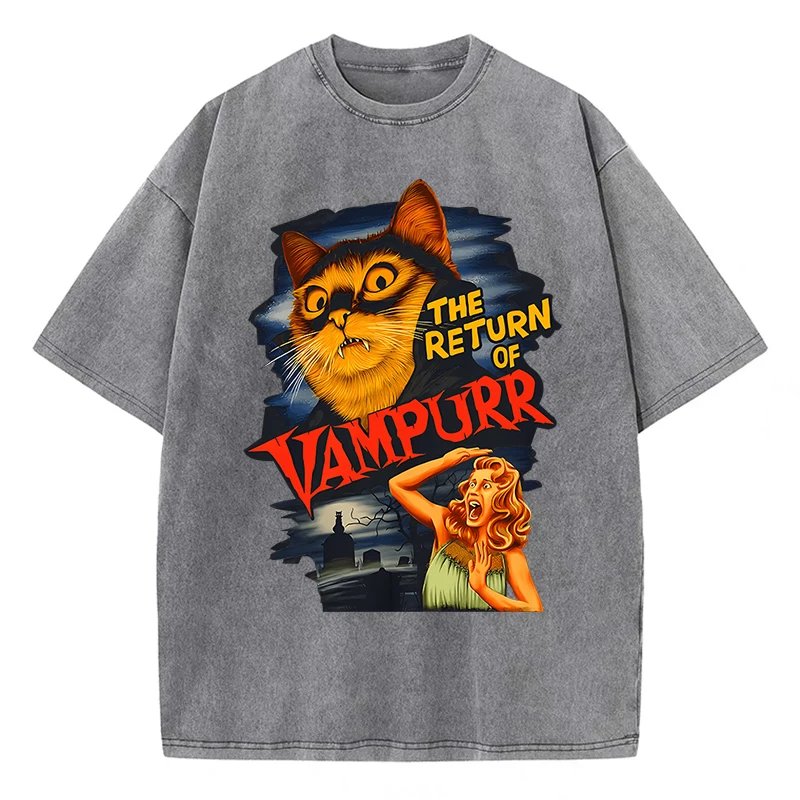 เสื้อยืดผ้าฝ้ายลาย "The Return of Vampurr" สุดเท่ สไตล์วินเทจโอเวอร์ไซส์ ใส่สบาย ระบายอากาศดีเยี่ยม พร้อมเติมเต็มลุคแคชชวลให้มีเอกลักษณ์ - Image 4