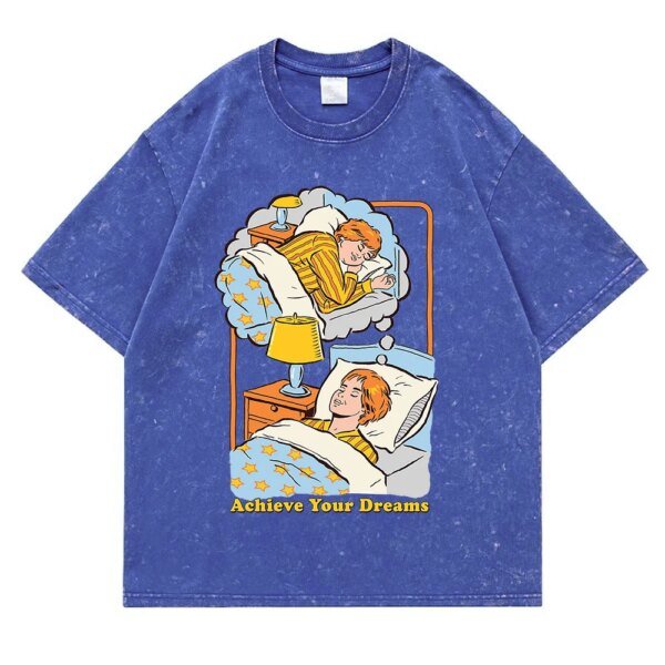 เสื้อยืดผ้าฝ้ายลาย "Achieve Your Dreams" สไตล์เรโทรสุดเท่ ใส่สบาย ระบายอากาศดีเยี่ยม พร้อมเติมเต็มลุคแคชชวลให้มีเอกลักษณ์