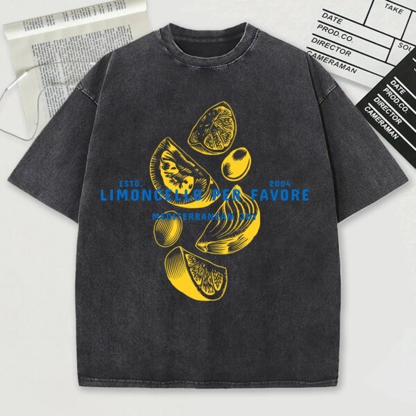 เสื้อยืดสไตล์วินเทจผ้าฝ้าย 100% พิมพ์ลาย Limoncello สุดเก๋ สวมใส่สบาย ระบายอากาศดี เหมาะสำหรับผู้ที่ชื่นชอบความสดใสและมีสไตล์