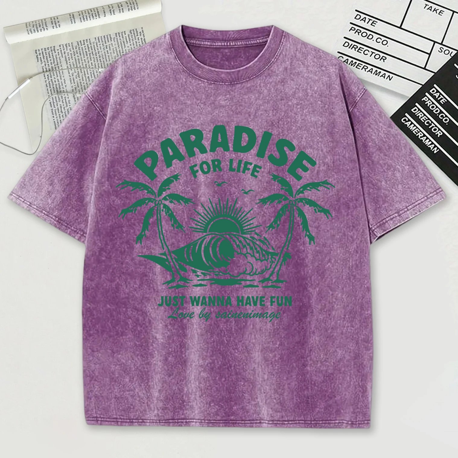 เสื้อยืดสไตล์เรโทรผ้าฝ้าย 100% พิมพ์ลาย "Paradise For Life" สวมใส่สบาย ระบายอากาศดี เหมาะสำหรับผู้ที่รักความเท่และมีสไตล์ในแบบวินเทจ