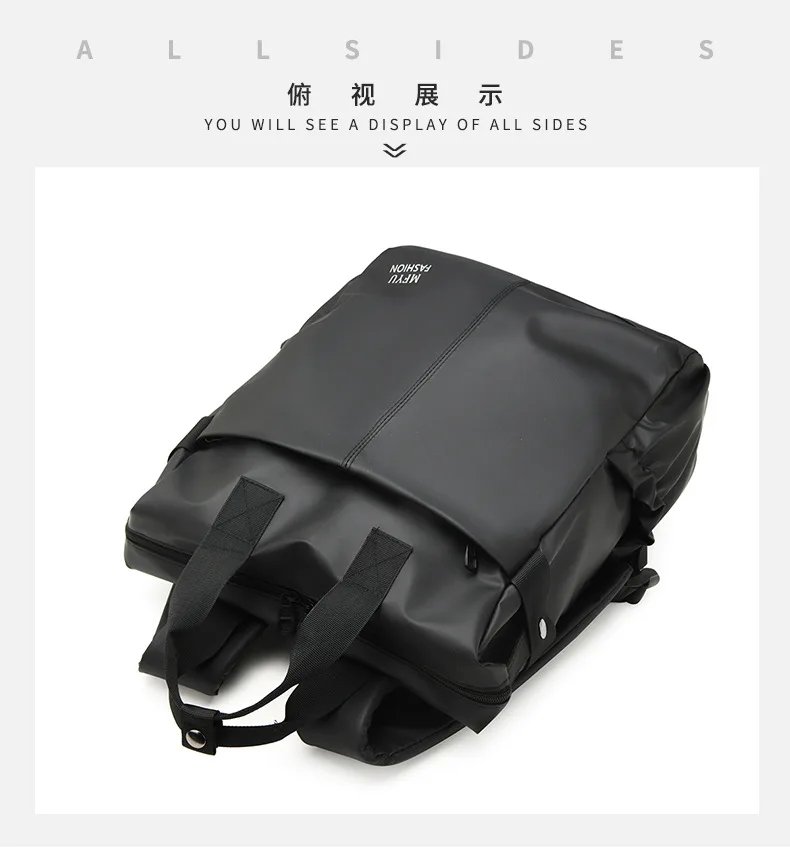 ผู้ชาย PU ฟิล์มกระเป๋าเป้สะพายหลังธุรกิจท่องเที่ยวแบบพกพาเดินทางไปทํางานกระเป๋าเป้สะพายหลัง High-end กันน้ําคอมพิวเตอร์กระเป๋านักเรียน