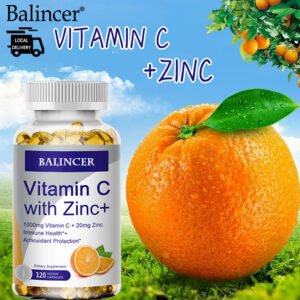 Vitamin C and Zinc Capsules - Vitamin C Complex, Dietary Supplement to Support Overall Health