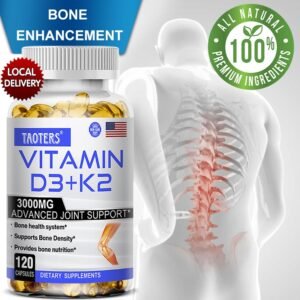 TAOTERS Vitamin D3 + K2 health supplement, supports bone health and cartilage health, calcium balance in blood vessels.